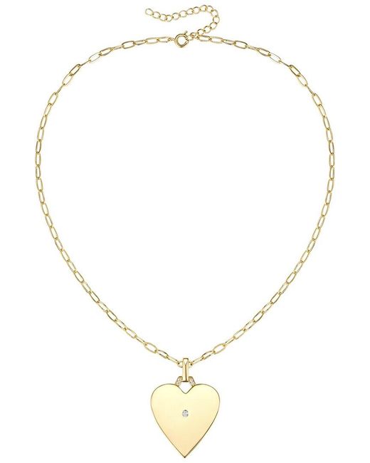 Rachel Glauber Metallic 14k Plated Cz Heart Charm Necklace