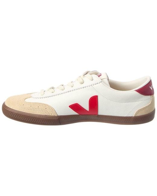 Veja Pink Volley Leather & Suede Sneaker for men
