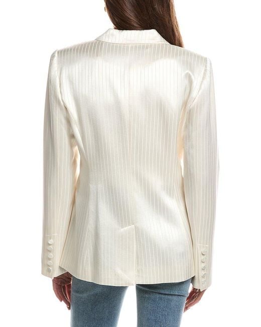 Cinq À Sept White Georgia Satin Stripe Cheyenne Blazer
