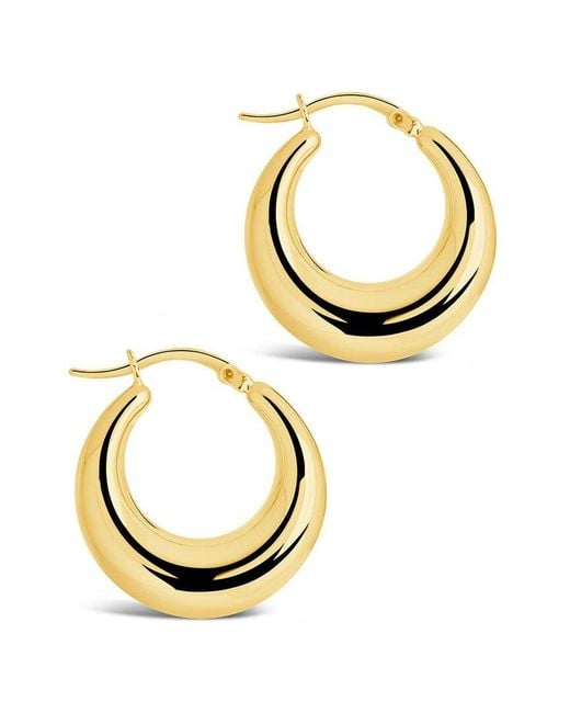 Sterling Forever Metallic 14k Plated Graduated Tube Hoops