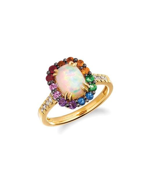 Le Vian Metallic Halo 14K 1.77 Ct. Tw. Diamond & Opal Ring