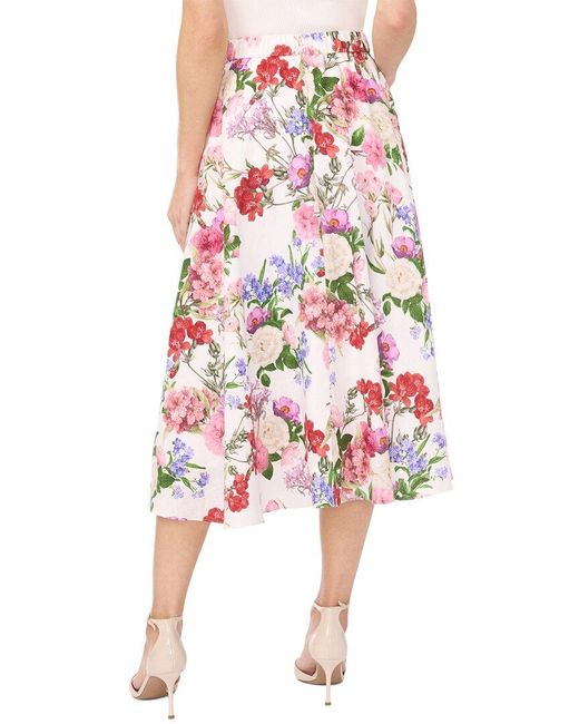 Ted Baker Red Ida Linen Midi Circle Skirt