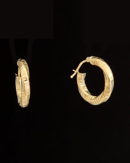 Italian Gold Black 14k Textured Twist Hoops