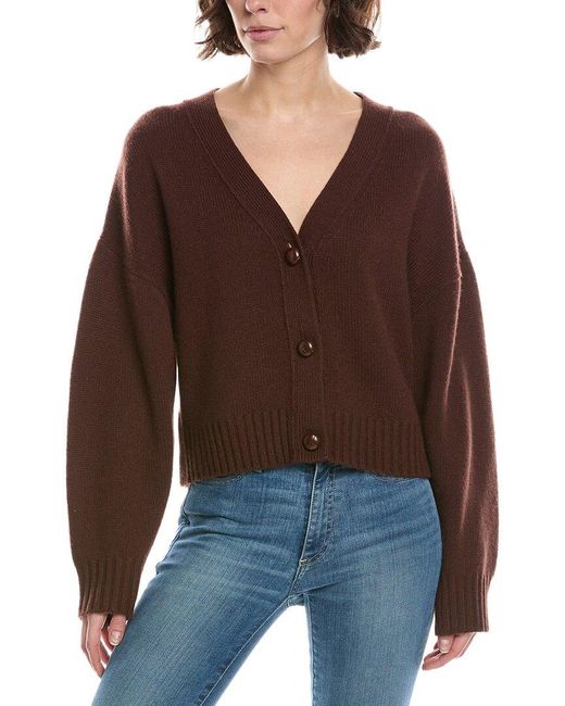 Alice + Olivia Brown Atticus Cropped Boxy Cashmere Cardigan
