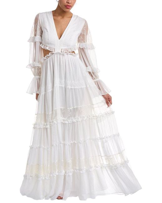 PATBO White Tiered Maxi Dress