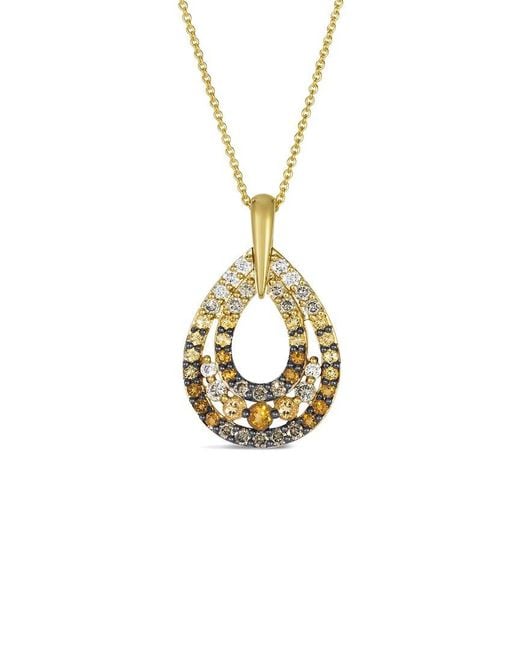 Le Vian Metallic Le Vian 14K 0.86 Ct. Tw. Diamond & Citrine Drop Pendant Necklace