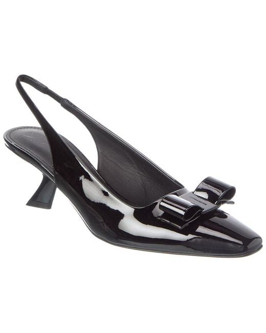 Ferragamo Black Logo Leather Pump
