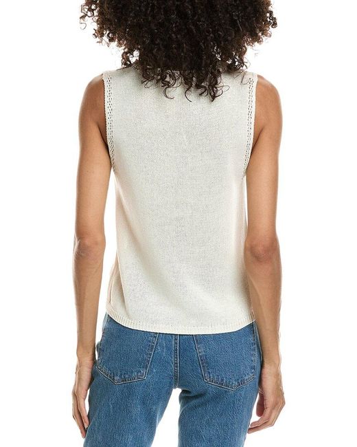 Max Studio Blue Sleeveless Linen-Blend Top