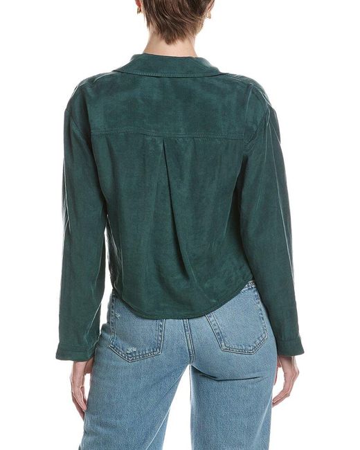 Bella Dahl Green Button Down Cropped Shirt