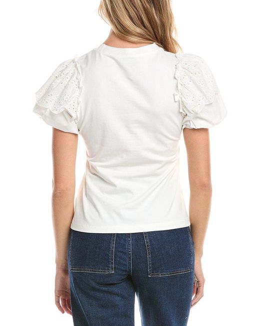 Gracia White Eyelet Embroidery Blouse