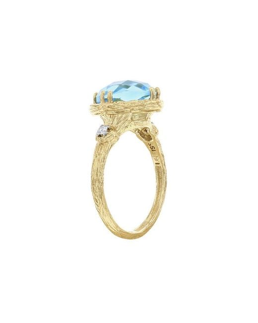 Reiss Blue 14K 4.80 Ct. Tw. Diamond & Topaz Cocktail Ring