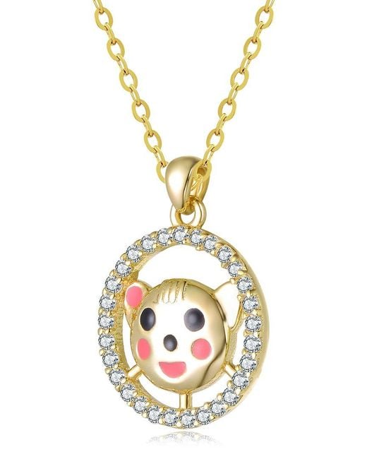 Rachel Glauber Metallic 14K Plated Cz Bear Pendant
