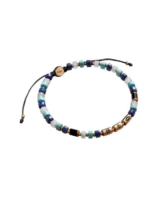 Karma and Luck Metallic 18K Plated Lais/ Aquamarine/ Bolo Bracelet