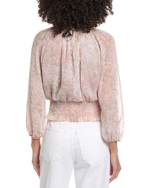 Laundry by Shelli Segal Red Printed Smocked Blouse