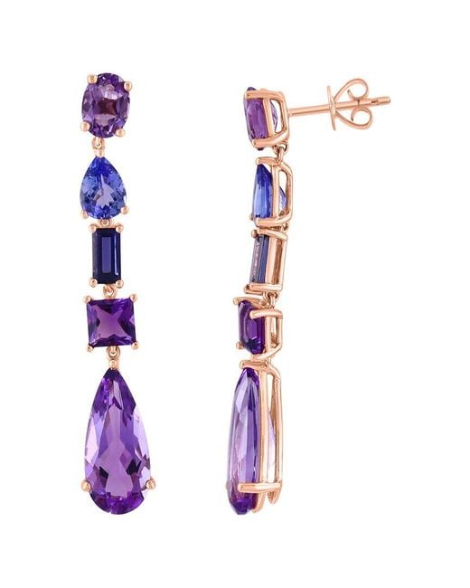 Effy Fine Jewelry Pink 14K Rose 11.57 Ct. Tw. Gemstone Earrings