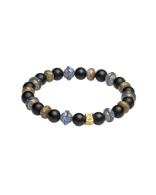 jean claude Black 24k Over Silver Stretch Bracelet for men