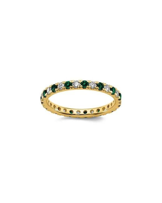 Lab Grown Gemstones White 14K 1.15 Ct. Tw. Lab-Grown Diamond & Lab-Grown Emerald Eternity Ring
