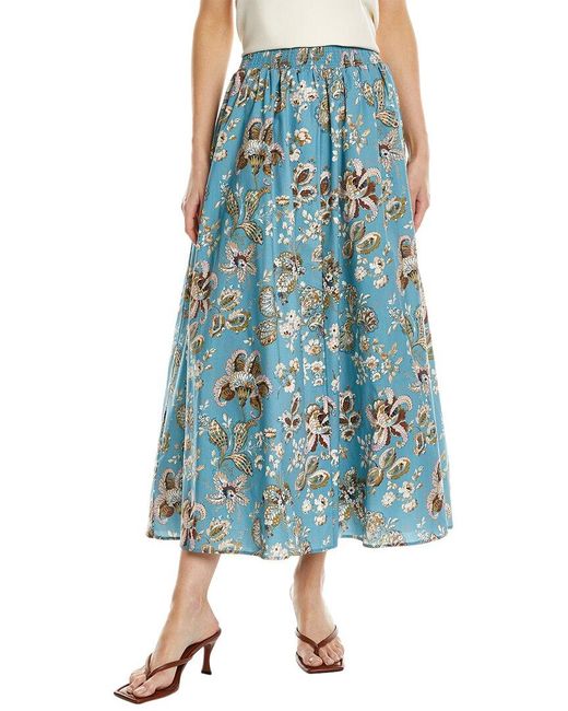 Tahari Women's Blue Smocked Midi Skirt