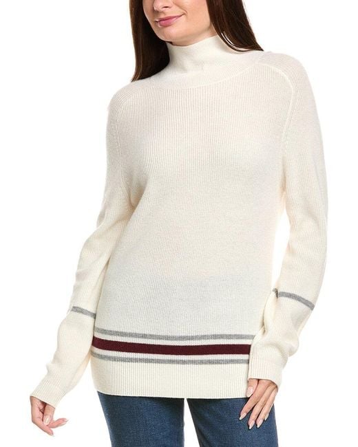 Kier + J White Kier + J Ribbed Mock Neck Wool & Cashmere-Blend Sweater