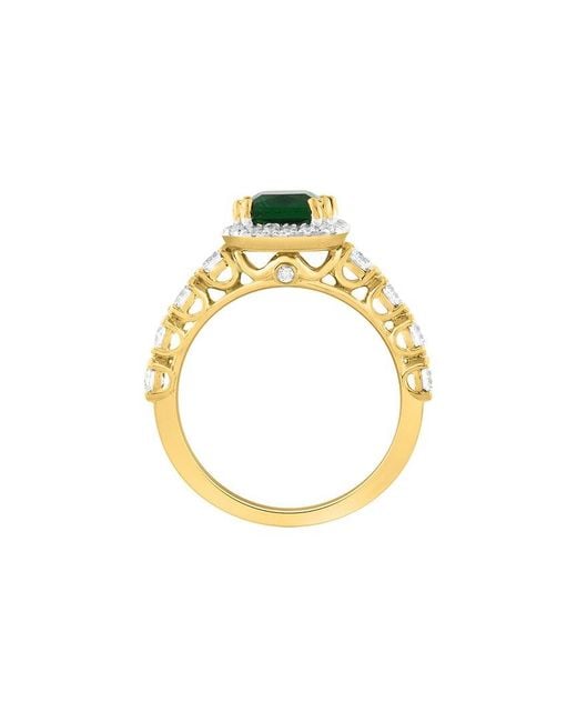 Brilliant Bloom Green 14K 2.15 Ct. Tw. Lab-Grown Diamond & Emerald Bridal Ring