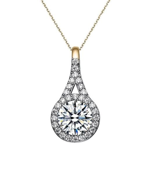 Genevive Jewelry White 14k Over Silver Cz Pendant Necklace