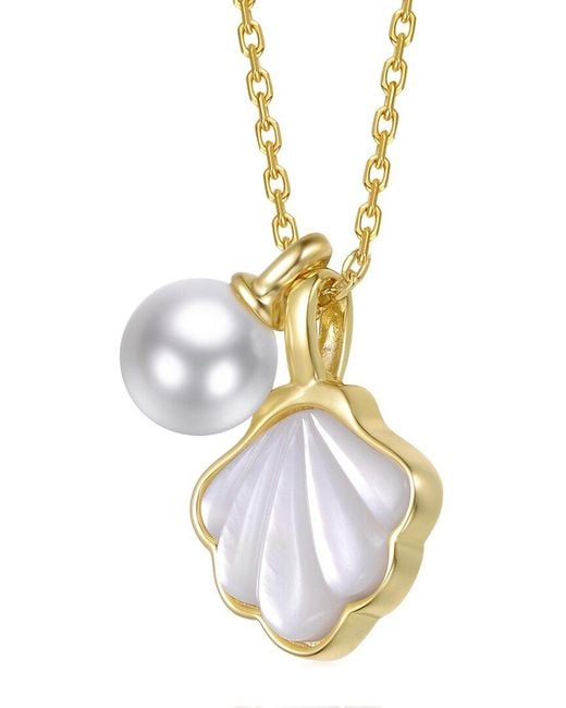 Rachel Glauber Metallic 14K Plated 6Mm Pearl Pendant