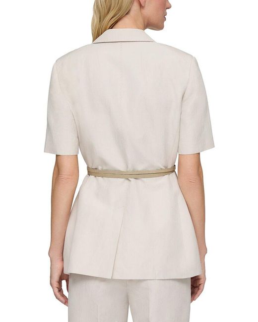 Lafayette 148 New York White Silk & Linen Blazer