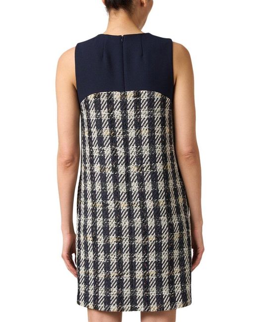 Paule Ka Blue Tweed Wool-blend Shift Dress