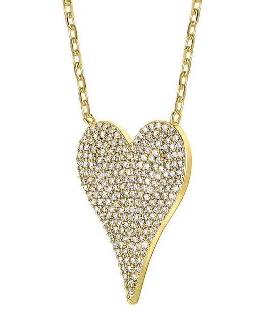 Rachel Glauber White 14k Plated Cz Heart Layering Necklace