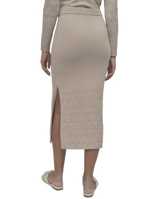 DKNY Gray Lacey Stitch Midi Skirt With Side Slit