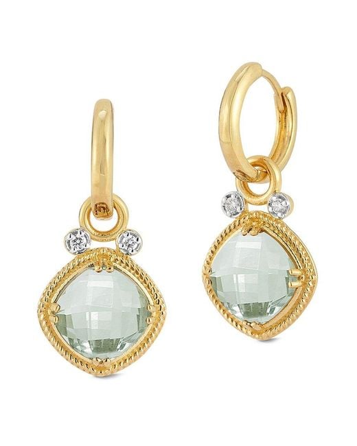 Reiss Metallic 14k 3.64 Ct. Tw. Diamond & Green Amethyst Earrings