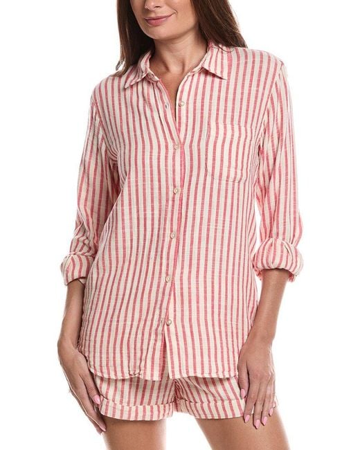 Z Supply Pink Saturdays Stripe Shirt