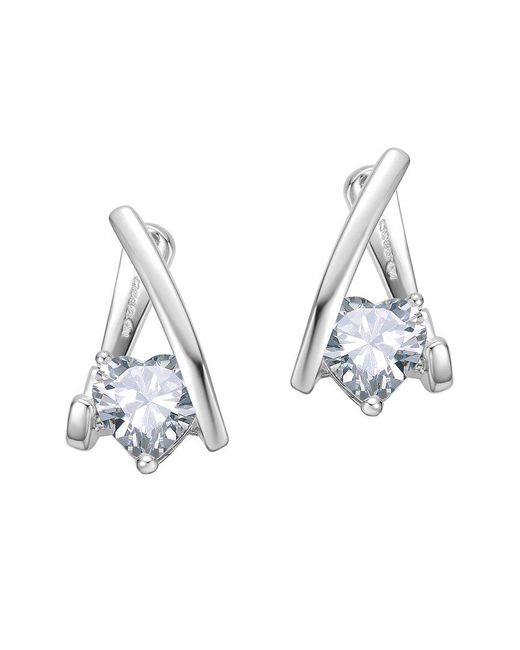 Rachel Glauber Metallic Diamond Cz Dangle Earrings
