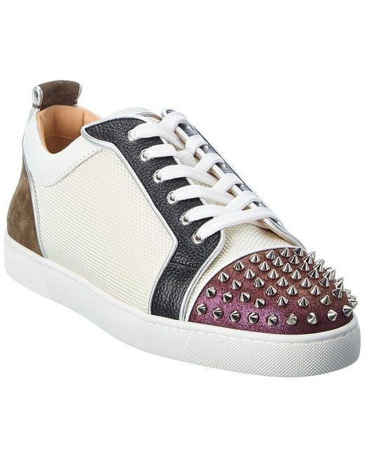 Christian Louboutin White Louis Junior Spikes Leather Sneaker for men