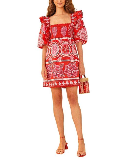 Farm Rio Red Summer Sunrise Mini Dress
