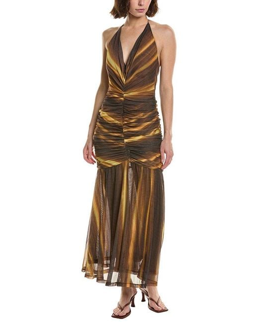 Bardot Brown Aries Mesh Maxi Dress