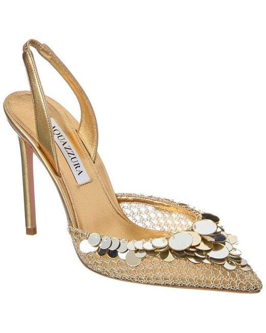 Aquazzura Metallic Can Can 105 Leather Slingback Pump