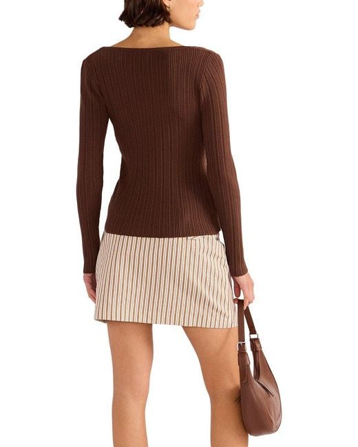 MINKPINK Brown Artemis Belted Linen-Blend Skort