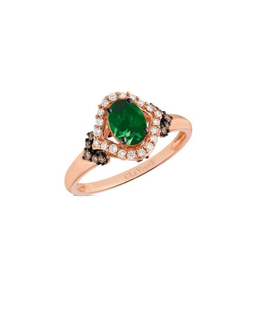 Le Vian Green Emerald 14K Rose 0.83 Ct. Tw. Diamond & Emerald Ring