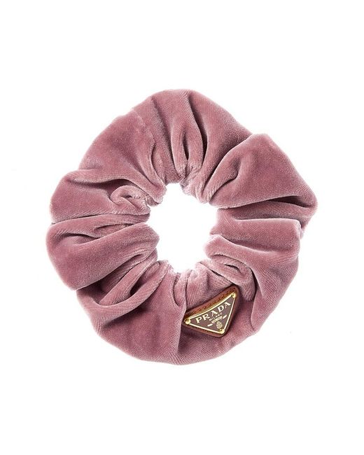 Prada Pink Logo Velvet Scrunchie