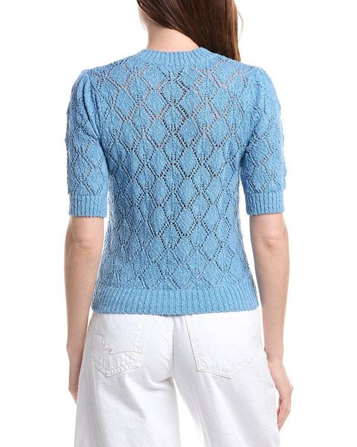 Isla Blue Piper Pointelle Knit Top