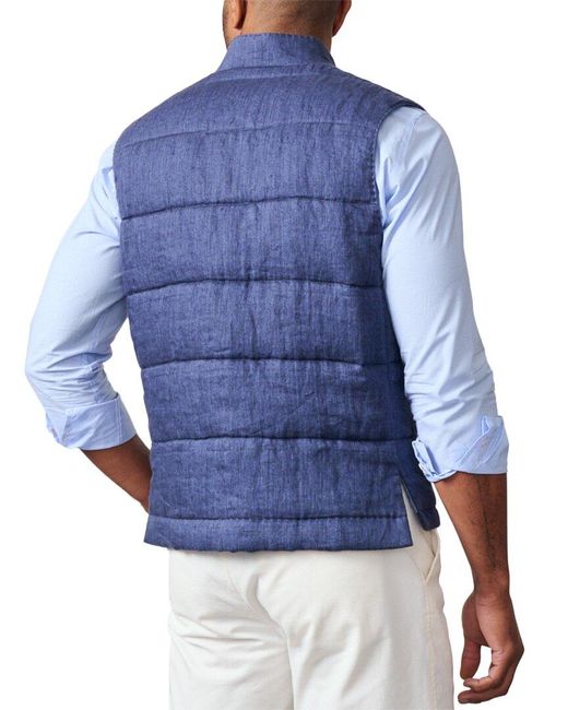J.McLaughlin Blue J. Mclaughlin Solid Gerard Linen Vest for men