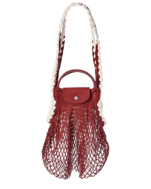 Longchamp Red Le Pliage Collection Large Mesh Bag