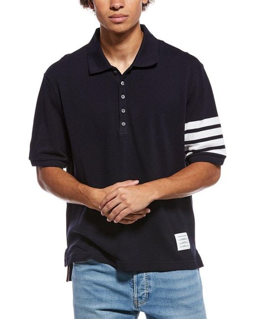 Thom Browne Blue Logo Polo Shirt for men