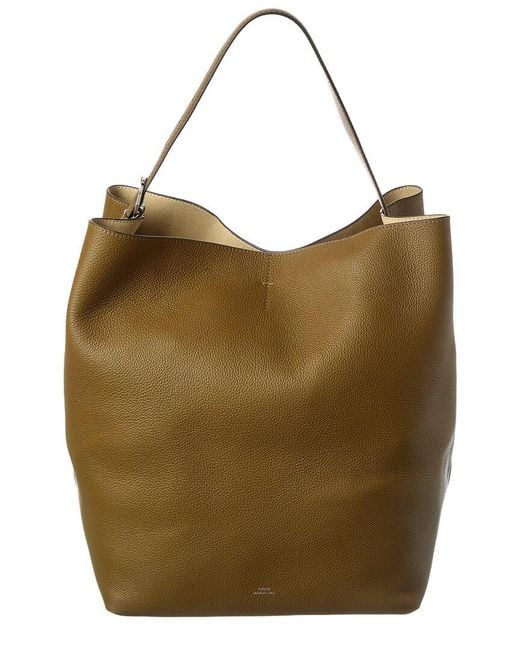 Totême Brown Belted Grained Leather Tote