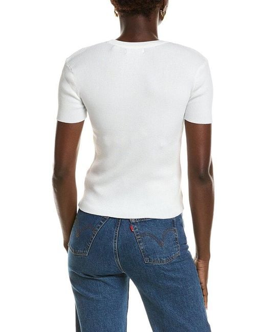 Tahari White Ribbed Top
