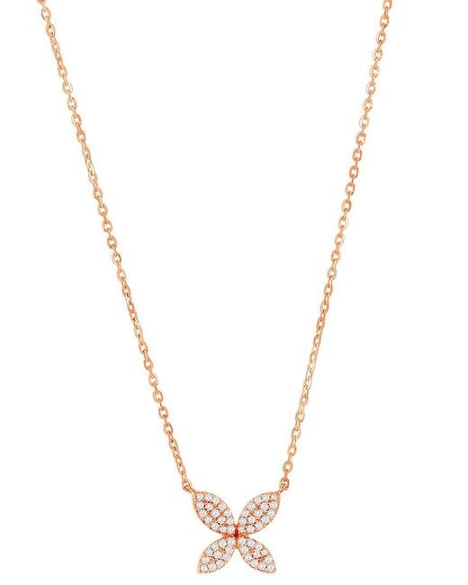 Suzy Levian Metallic 14K Rose 0.09 Ct. Tw. Diamond Marquise Flower Necklace