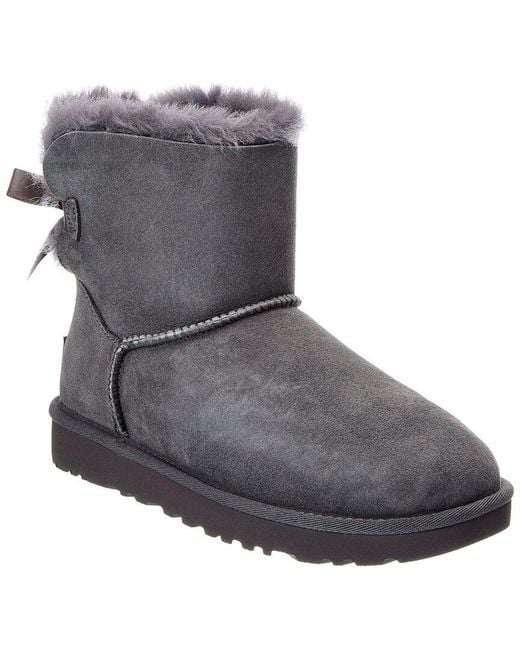 Ugg Gray W Mini Bailey Bow Ii Suede Bootie