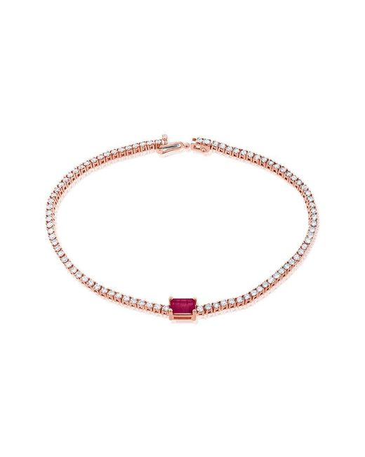 Sabrina Designs White 14k Rose Gold 2.50 Ct. Tw. Diamond & Pink Sapphire Stackable Bracelet