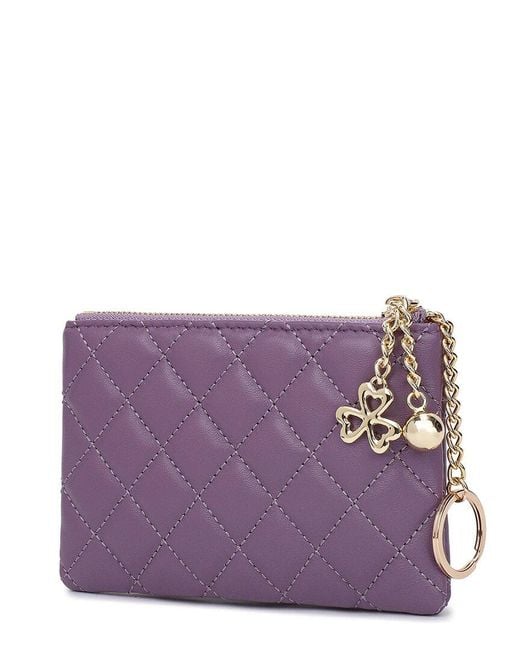 Tiffany & Fred Paris Purple Quilted Leather Wallet